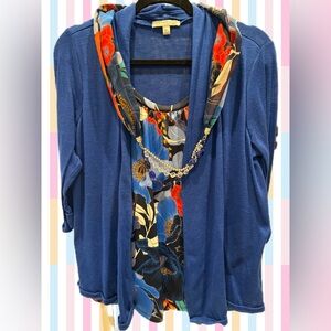 Notations Petite Blue Knit Top